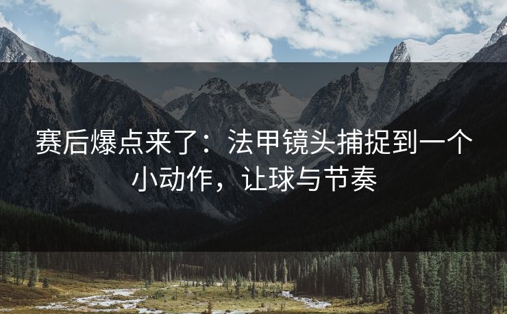 赛后爆点来了:法甲镜头捕捉到一个小动作,让球与节奏